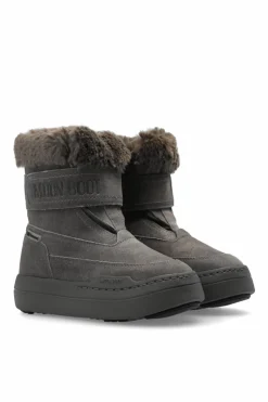 Moon Boot Kids SZARY Śniegowce `Jr Park Strap Boot Suede`