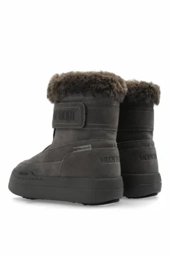 Moon Boot Kids SZARY Śniegowce `Jr Park Strap Boot Suede`