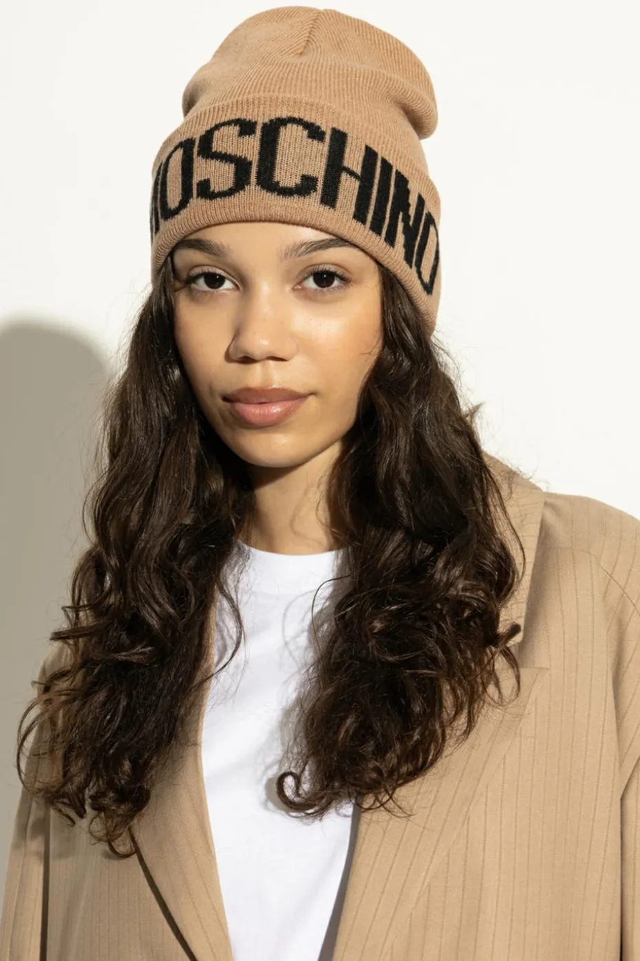 Moschino beżowy Czapka z logo