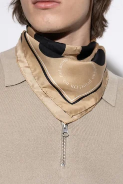Moschino beżowy Jedwabna apaszka z logo