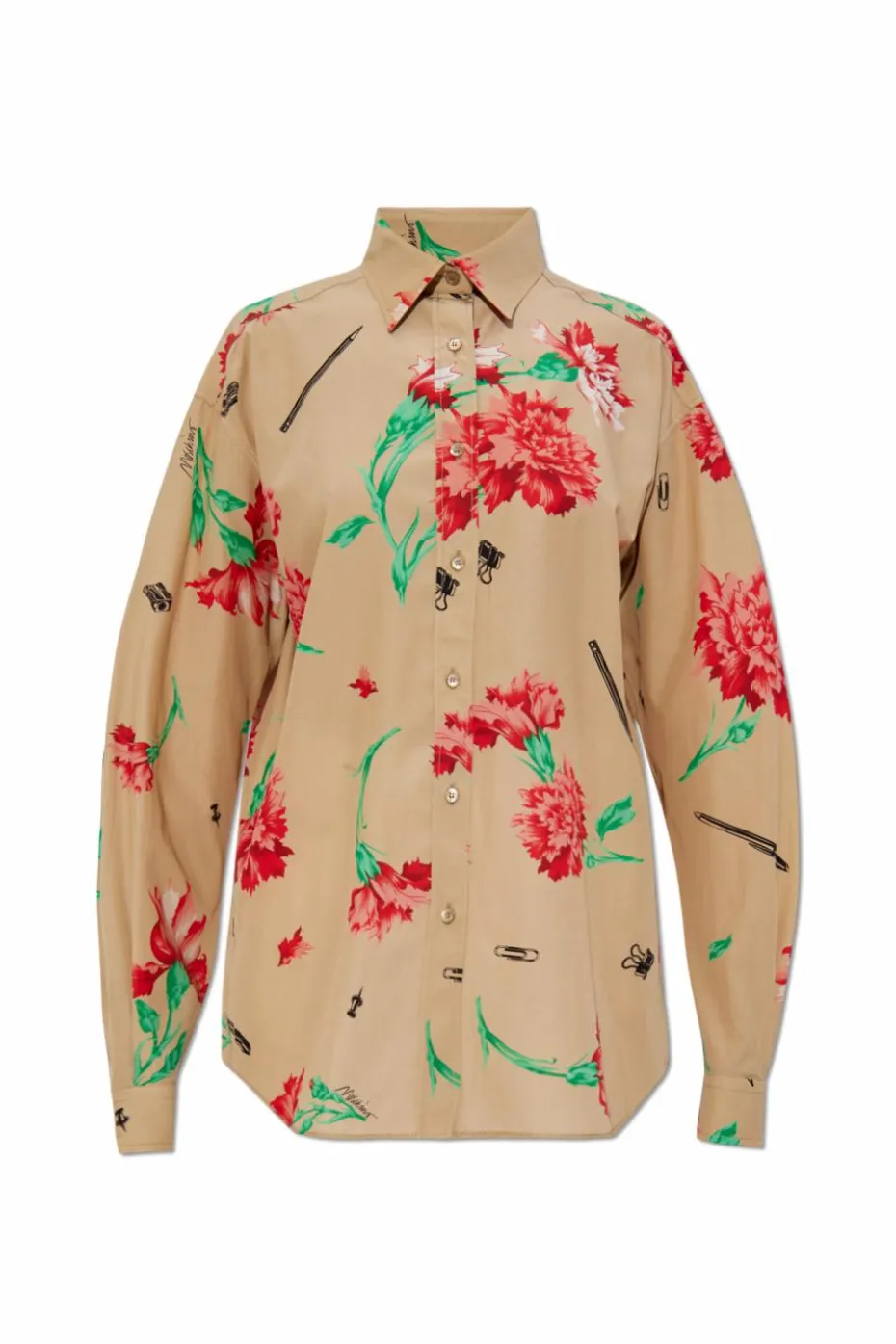 Moschino beżowy Koszula z motywem kwiatowym