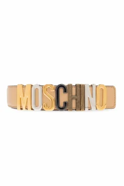Moschino beżowy Pasek z logo