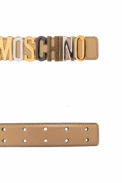 Moschino beżowy Pasek z logo