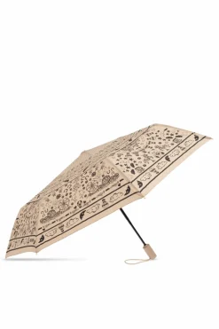 Moschino beżowy Składany parasol z logo