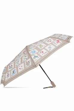 Moschino beżowy Składany parasol z logo