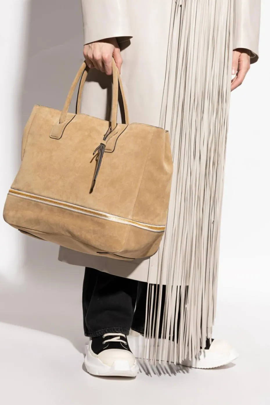 Moschino beżowy Skórzana torba typu `shopper`