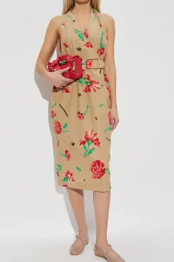 Moschino beżowy Sukienka z motywem kwiatowym