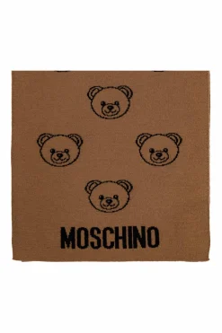 Moschino beżowy Szal z charakterystycznym motywem misia
