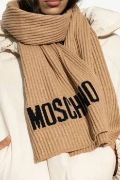 Moschino beżowy Szal z logo