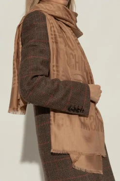 Moschino beżowy Szal z logo