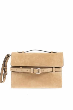 Moschino beżowy Zamszowa torba do ręki