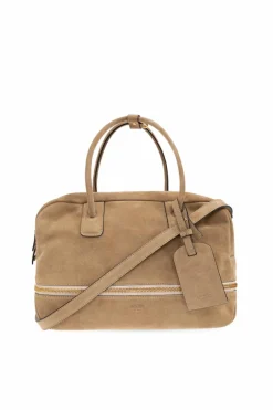 Moschino beżowy Zamszowa torba do ręki