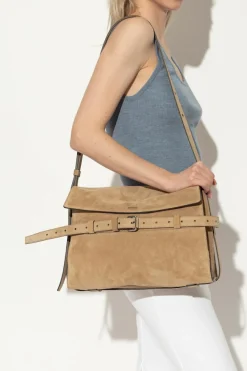 Moschino beżowy Zamszowa torba na ramię