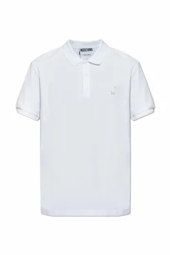 Moschino BIAŁY Bawełniane polo z logo