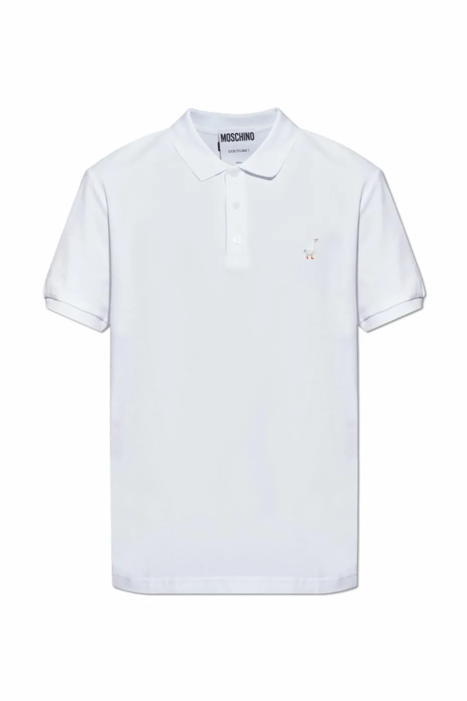 Moschino BIAŁY Bawełniane polo z logo