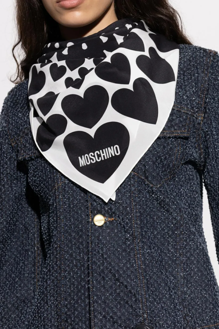 Moschino BIAŁY Jedwabna chusta