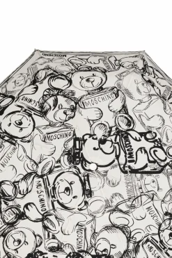 Moschino BIAŁY Składany parasol z logo