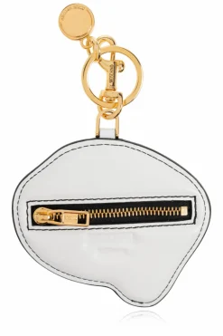 Moschino BIAŁY Skórzany brelok