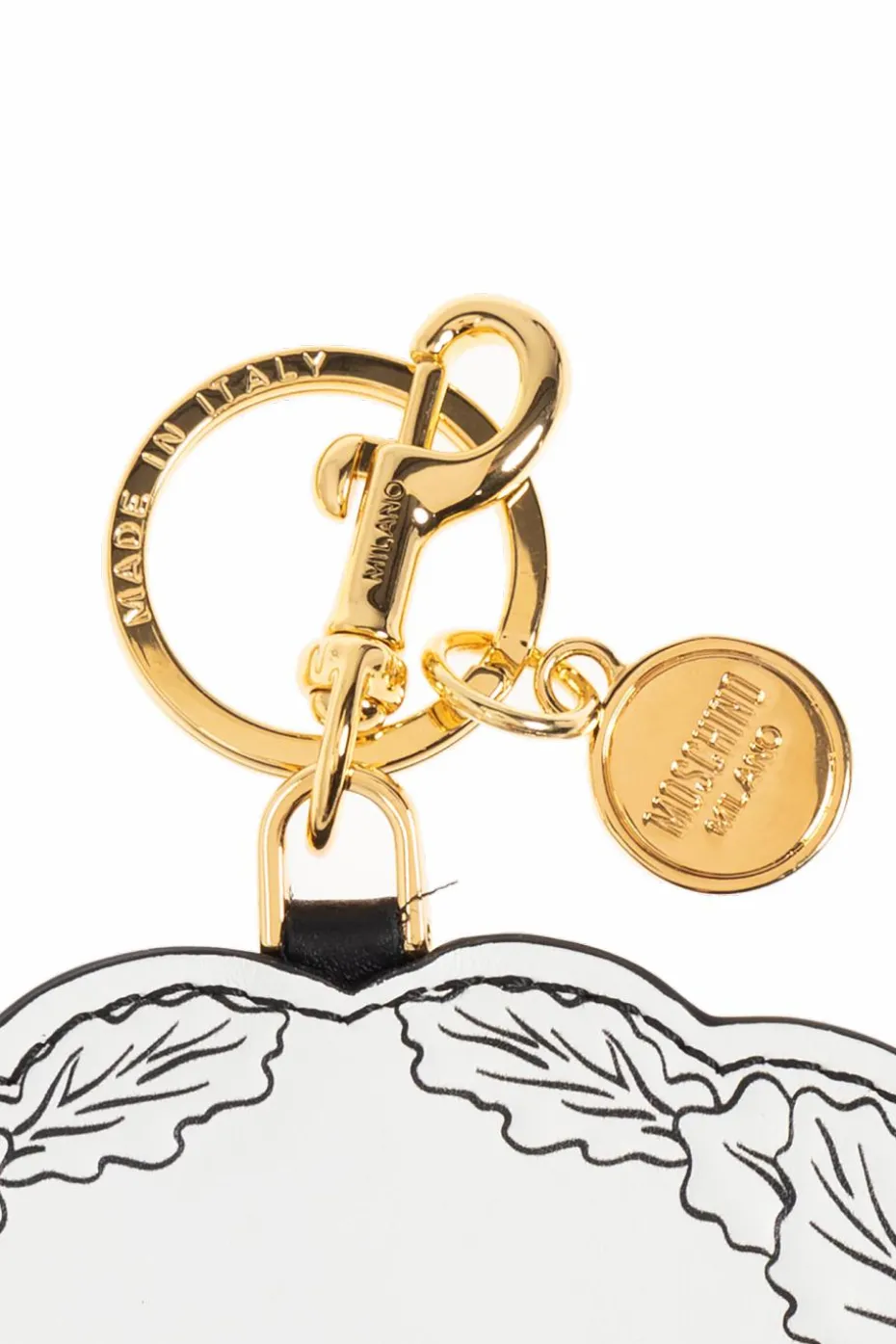 Moschino BIAŁY Skórzany brelok