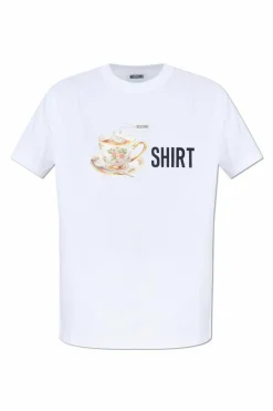 Moschino BIAŁY T-shirt z nadrukiem