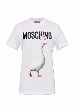 Moschino BIAŁY T-shirt z logo