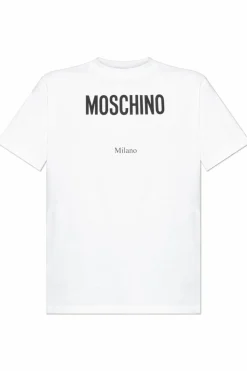 Moschino BIAŁY T-shirt z logo