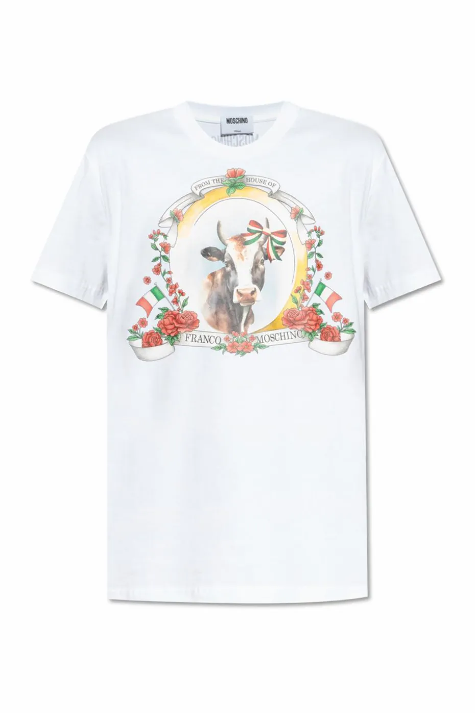 Moschino BIAŁY T-shirt z nadrukiem