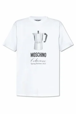 Moschino BIAŁY T-shirt z nadrukiem