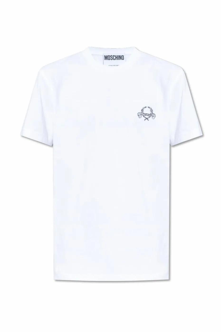 Moschino BIAŁY T-shirt z wyszytym logo