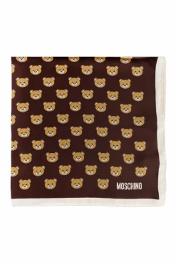 Moschino BRĄZOWY Chusta z charakterystycznym motywem misia