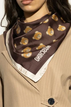 Moschino BRĄZOWY Chusta z charakterystycznym motywem misia