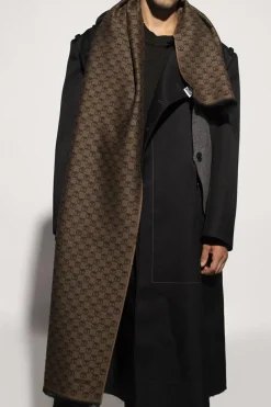 Moschino BRĄZOWY Dwustronny szal z logo