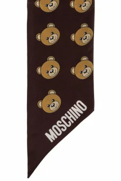 Moschino BRĄZOWY Jedwabna apaszka