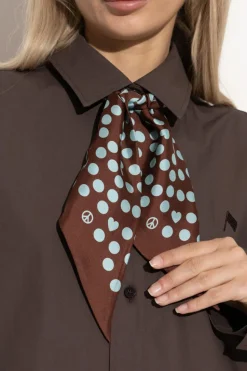 Moschino BRĄZOWY Jedwabna apaszka