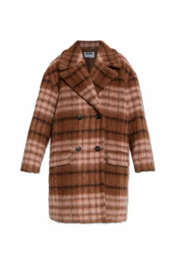 Moschino BRĄZOWY Płaszcz w kratę
