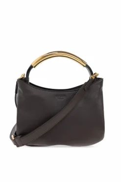 Moschino BRĄZOWY Skórzana torba do ręki