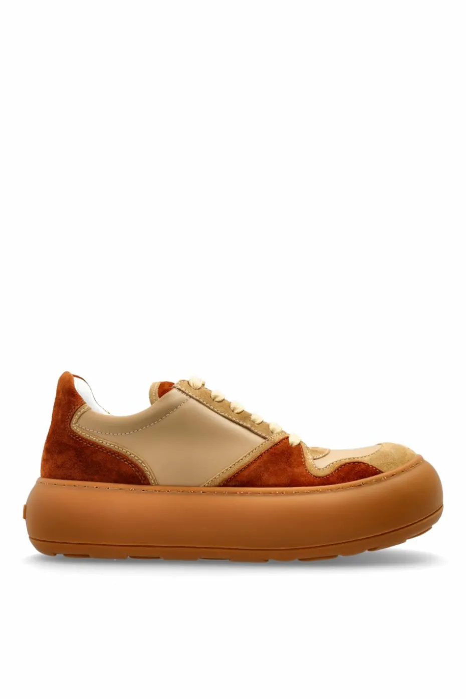 Moschino BRĄZOWY Skórzane buty sportowe