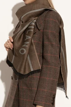 Moschino BRĄZOWY Szal z logo