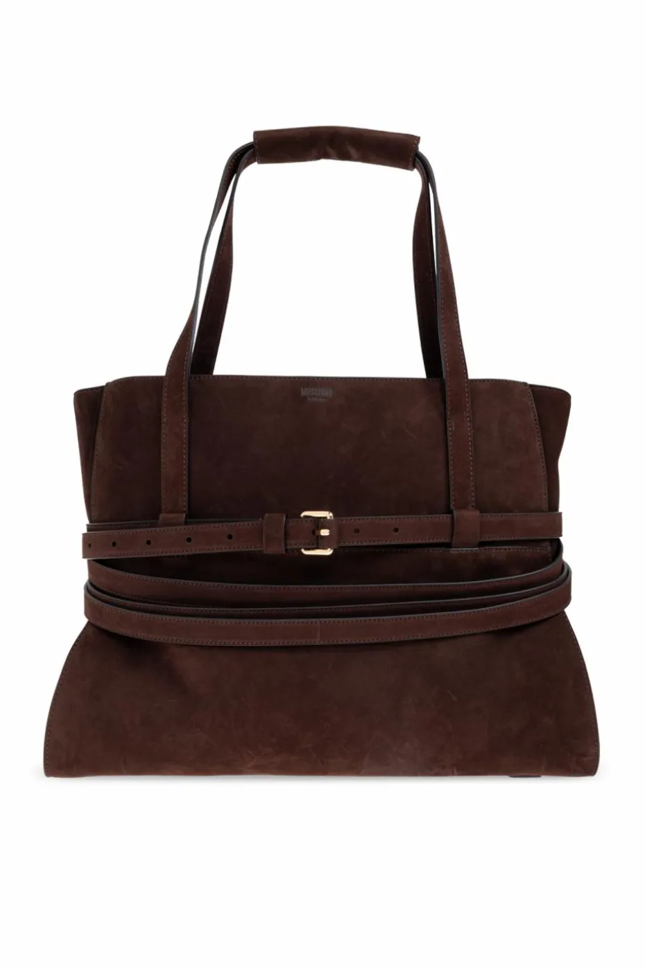 Moschino BRĄZOWY Zamszowa torba typu `shopper`