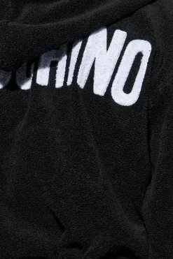 Moschino CZARNY Bawełniany szlafrok z kapturem