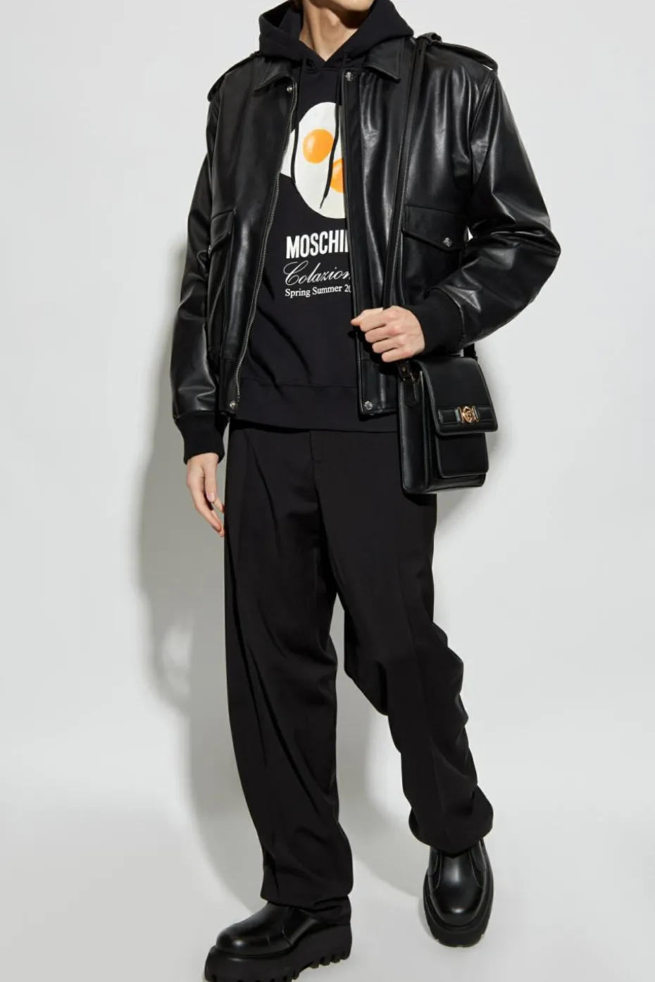 Moschino CZARNY Bluza z kapturem