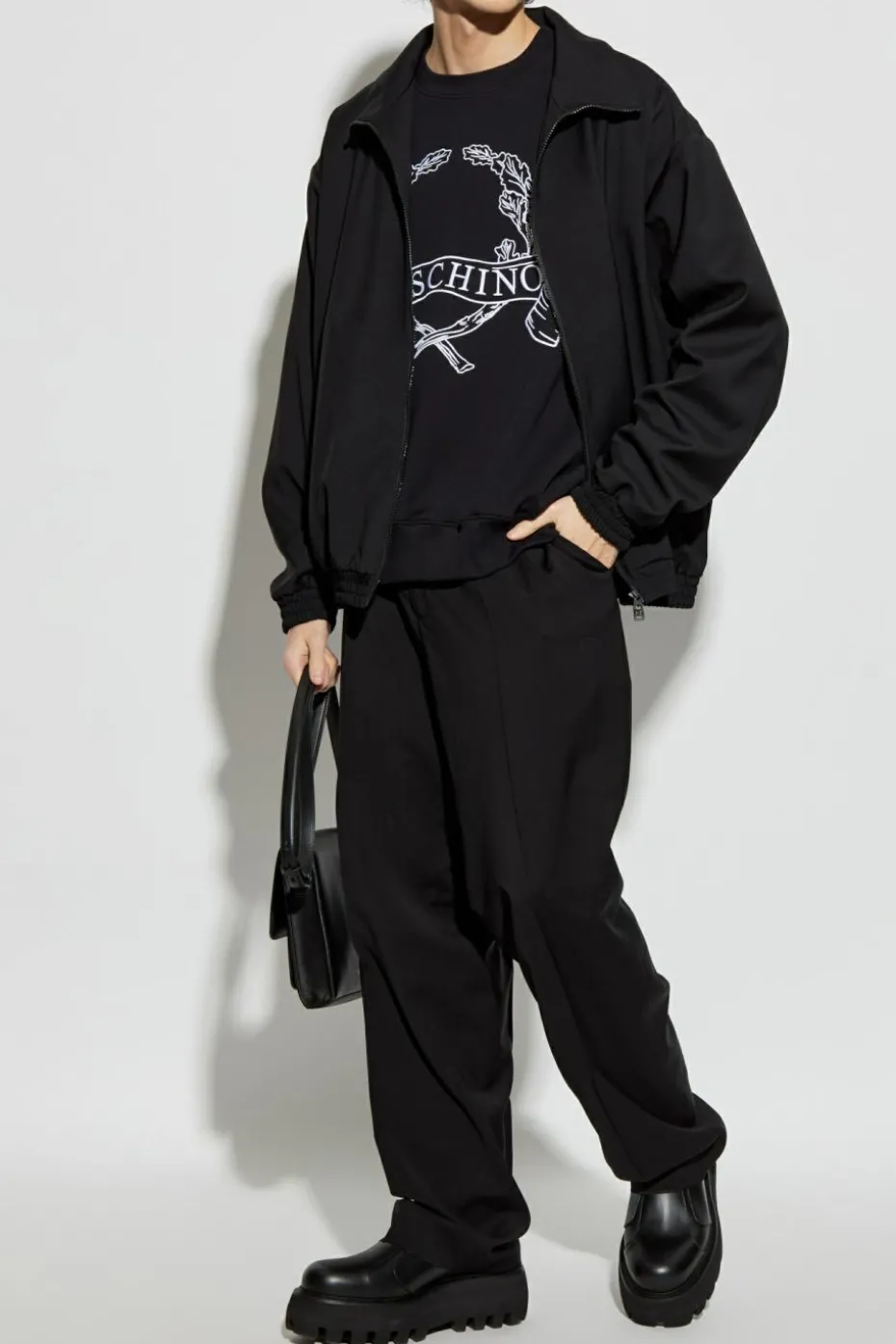 Moschino CZARNY Bluza z wyszytym logo