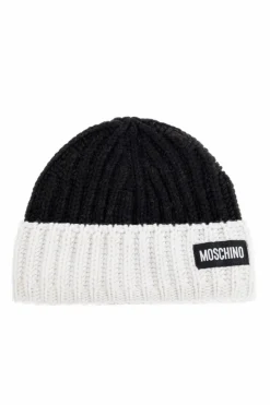 Moschino CZARNY Czapka z naszywką z logo