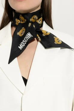 Moschino CZARNY Jedwabna apaszka z logo