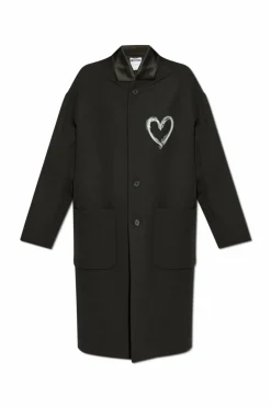 Moschino CZARNY Płaszcz z nadrukiem w kształcie serca