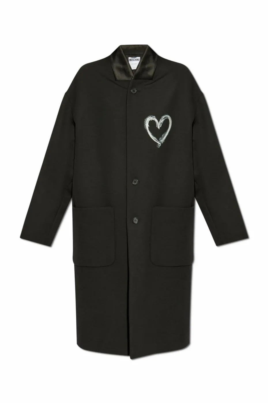 Moschino CZARNY Płaszcz z nadrukiem w kształcie serca