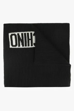 Moschino CZARNY Pleciony szal z logo