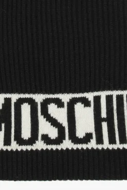 Moschino CZARNY Pleciony szal z logo