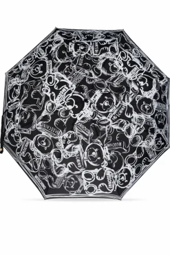 Moschino CZARNY Składany parasol z logo