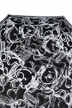 Moschino CZARNY Składany parasol z logo